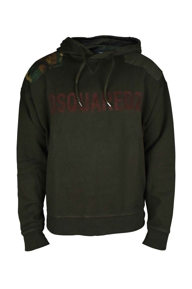 Dsquared2 Oversized Khaki Green Cotton Hoodie