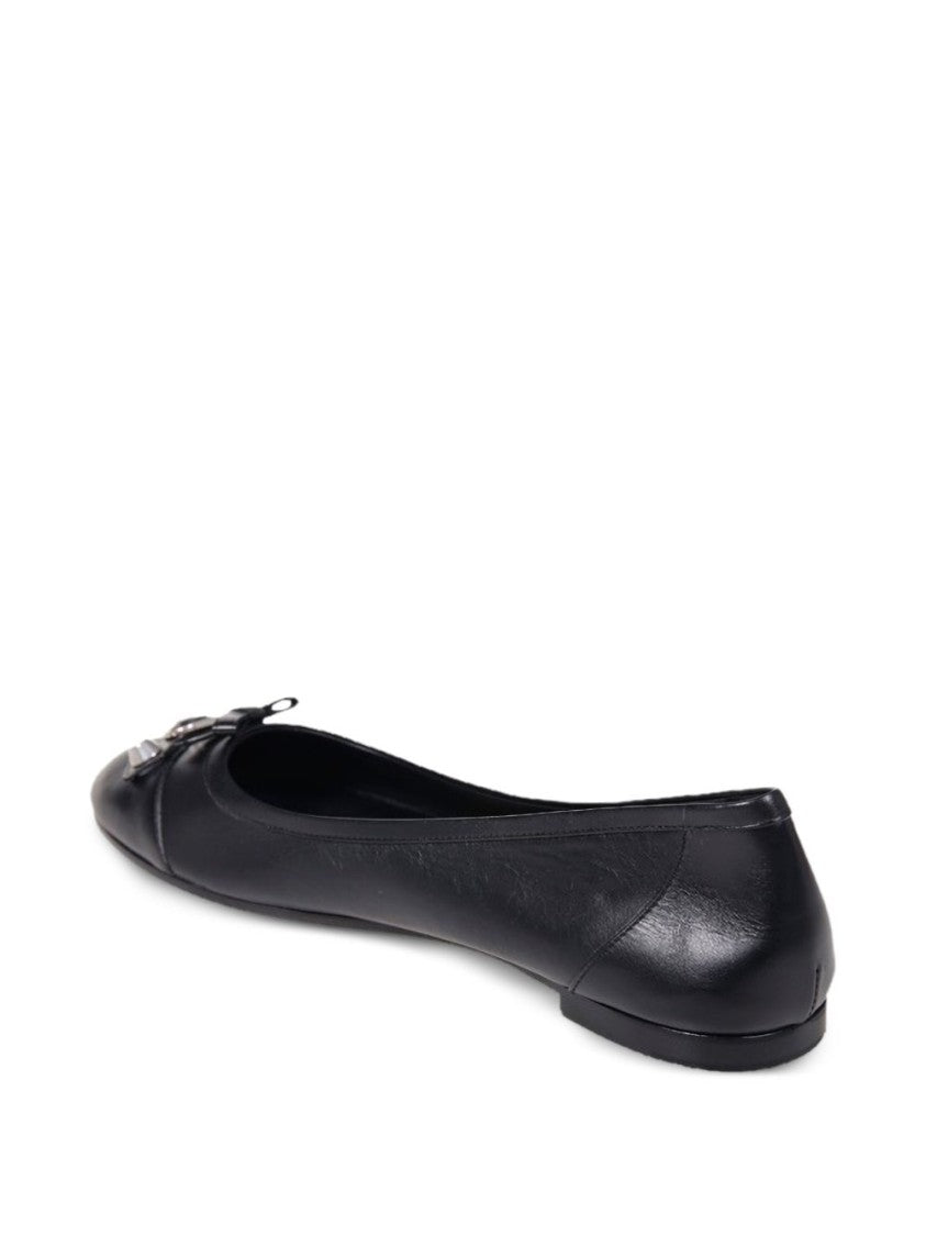 Balenciaga Black Leather Ballerina Flats