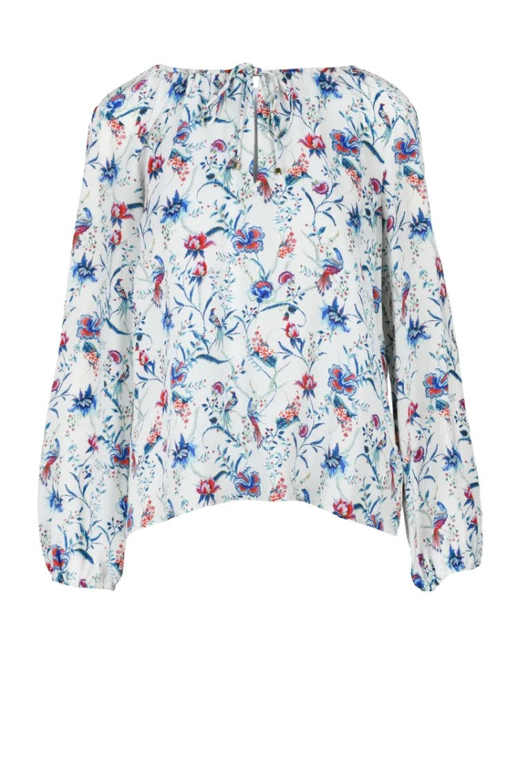 Attic And Barn Silk And Viscose Blouse - White/Blue