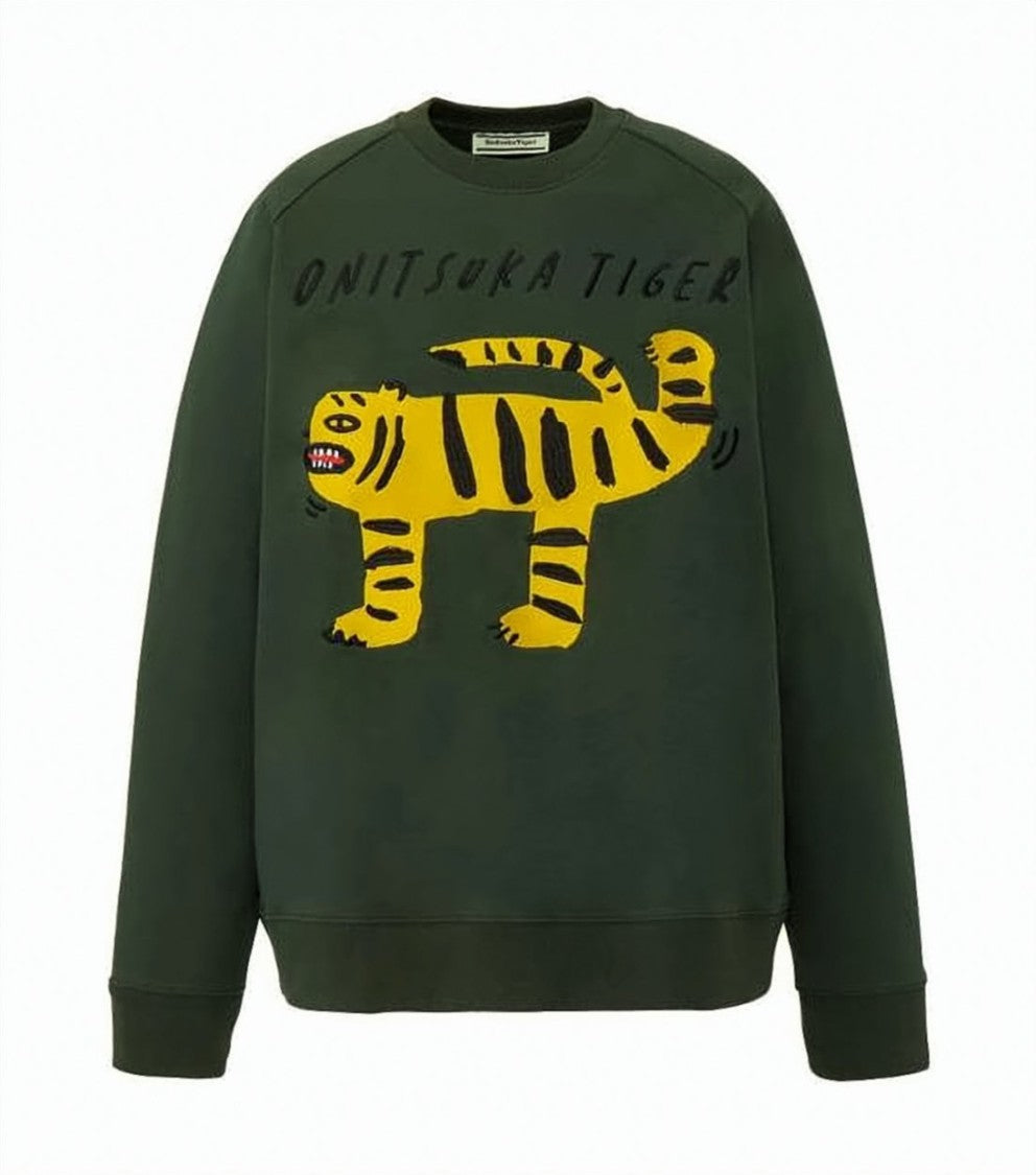 Onitsuka Tiger Long-Sleeve Sweatshirt With Bold Tiger Graphic