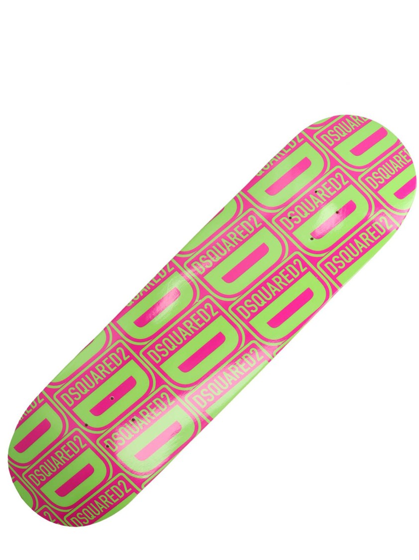 Dsquared2 Vibrant Wooden Skateboard With Bold Logo Print