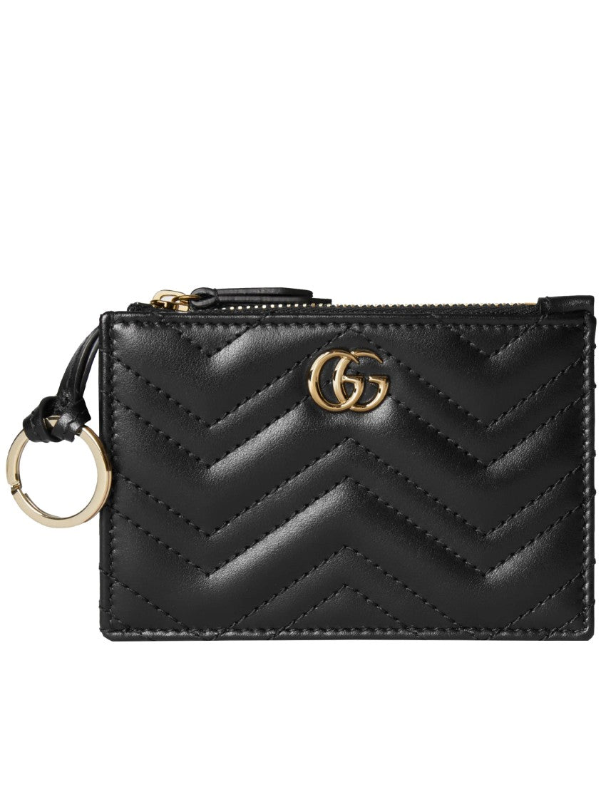 Gucci Black Chevron Quilted Leather Key Pouch