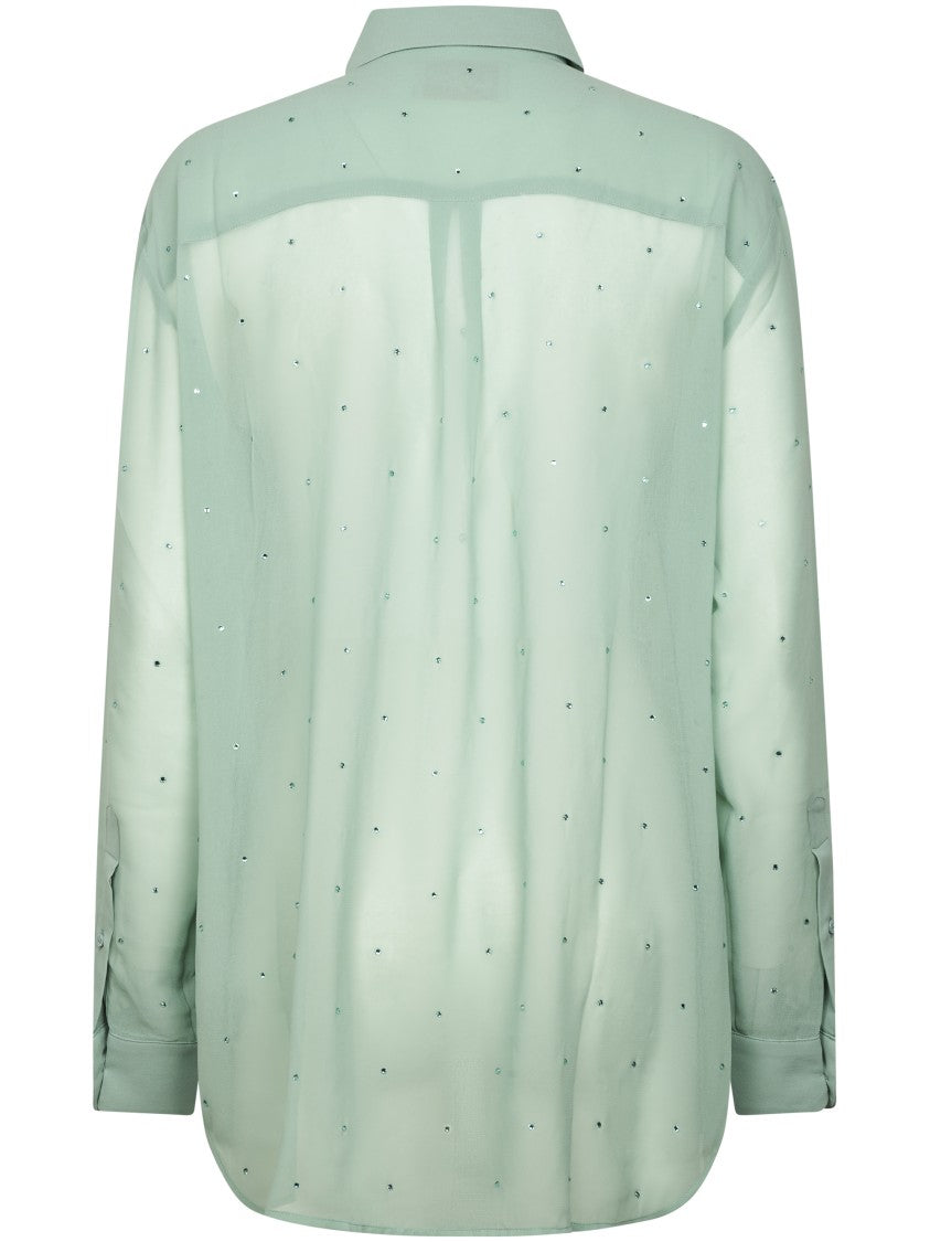 Mc2 Saint Barth Sheer Georgette Shirt With Rhinestone Embellishments