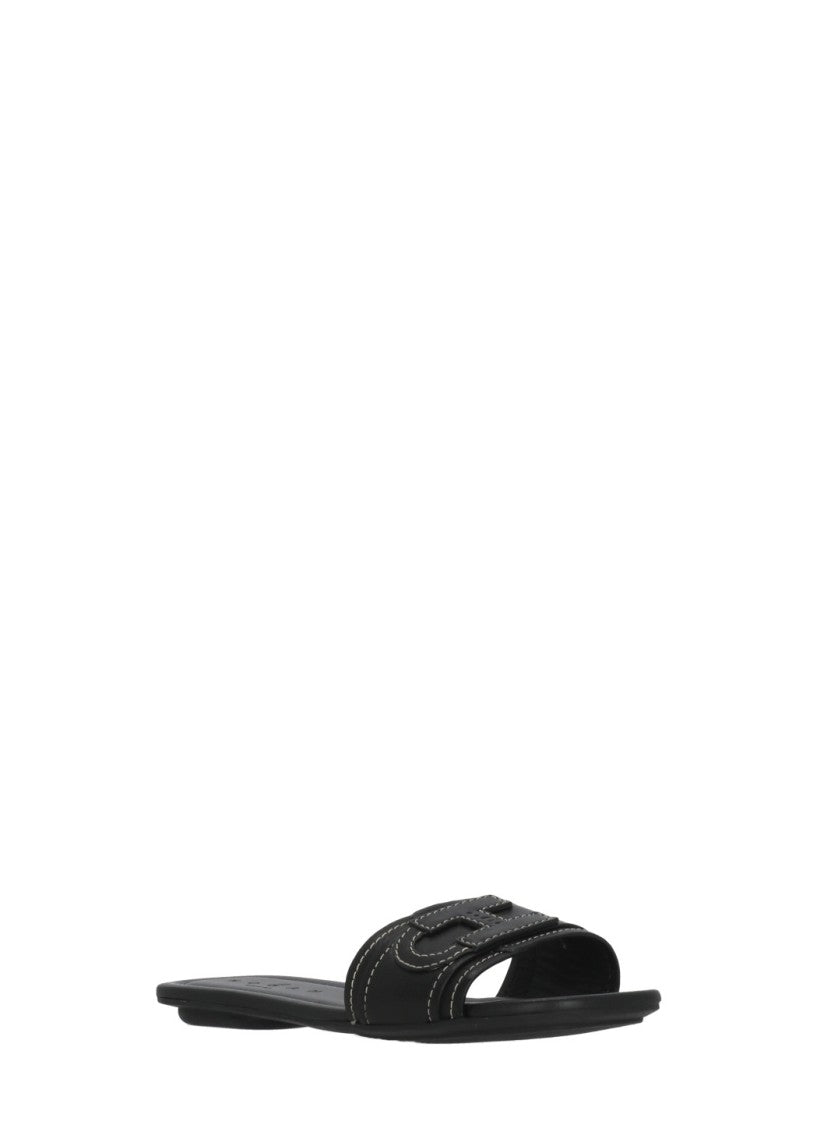 Hogan Black H685 Suede Mask Sandals