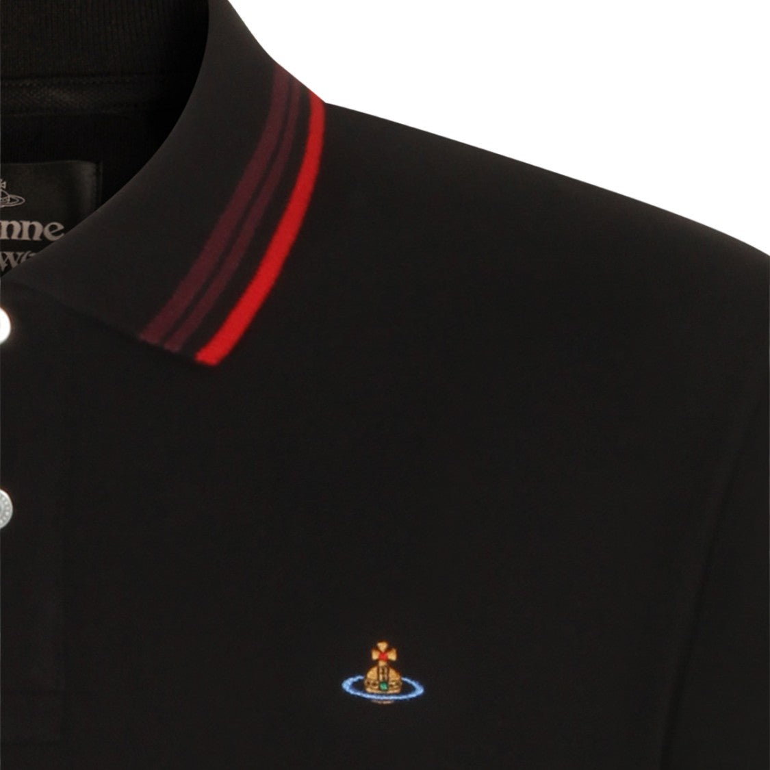 Vivienne Westwood Classic Black Polo With Ribbed Stripes