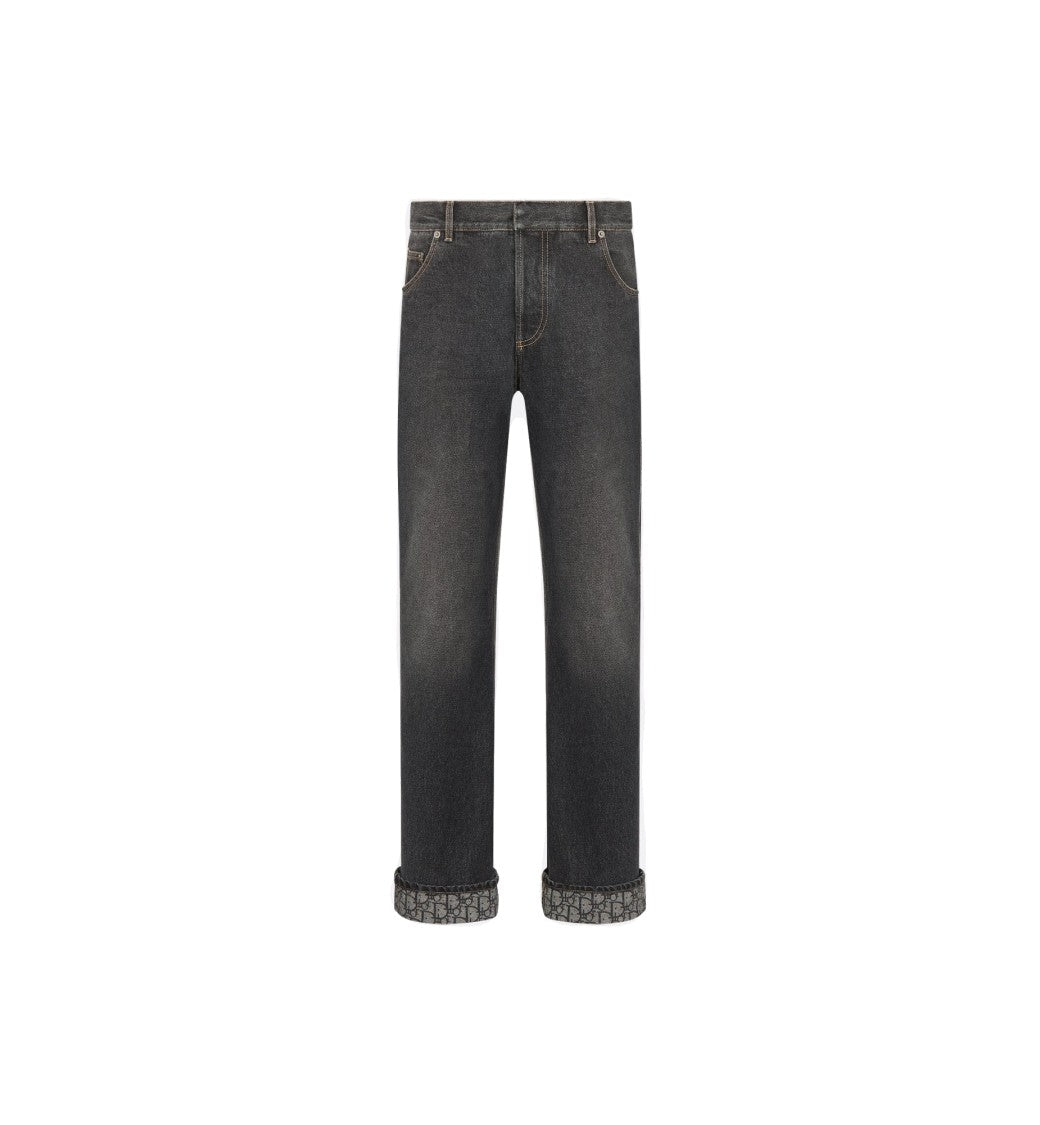 Christian Dior Straight-Leg Faded Black Denim Pants