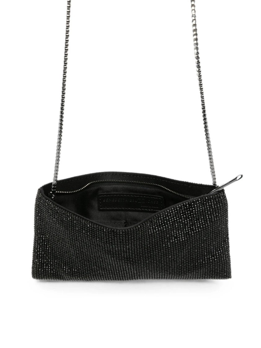 Benedetta Bruzziches Rectangular Evening Bag With Shimmering Black Crystals