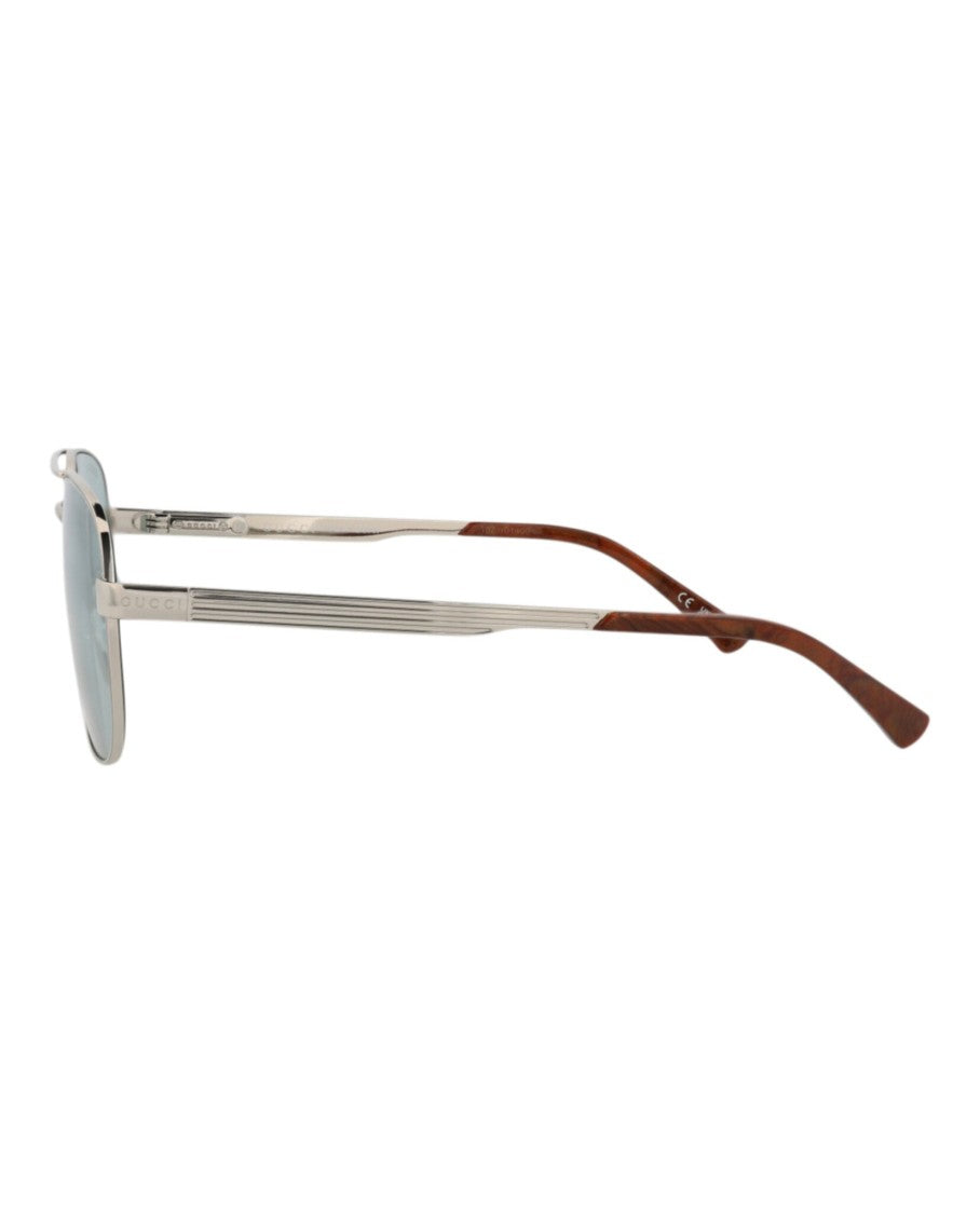 Gucci Aviator-Frame Metal Sunglasses With Adjustable Nosepads