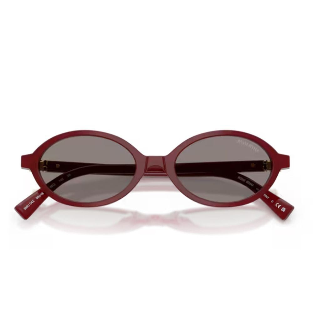 Miu Miu Compact Oval Sunglasses In Glossy Burgundy Acetate
