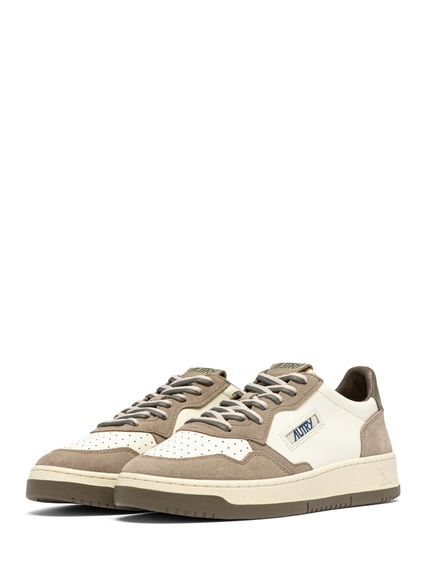 Autry Low-Top Sneakers With Leather And Suede Panels In Covert Green