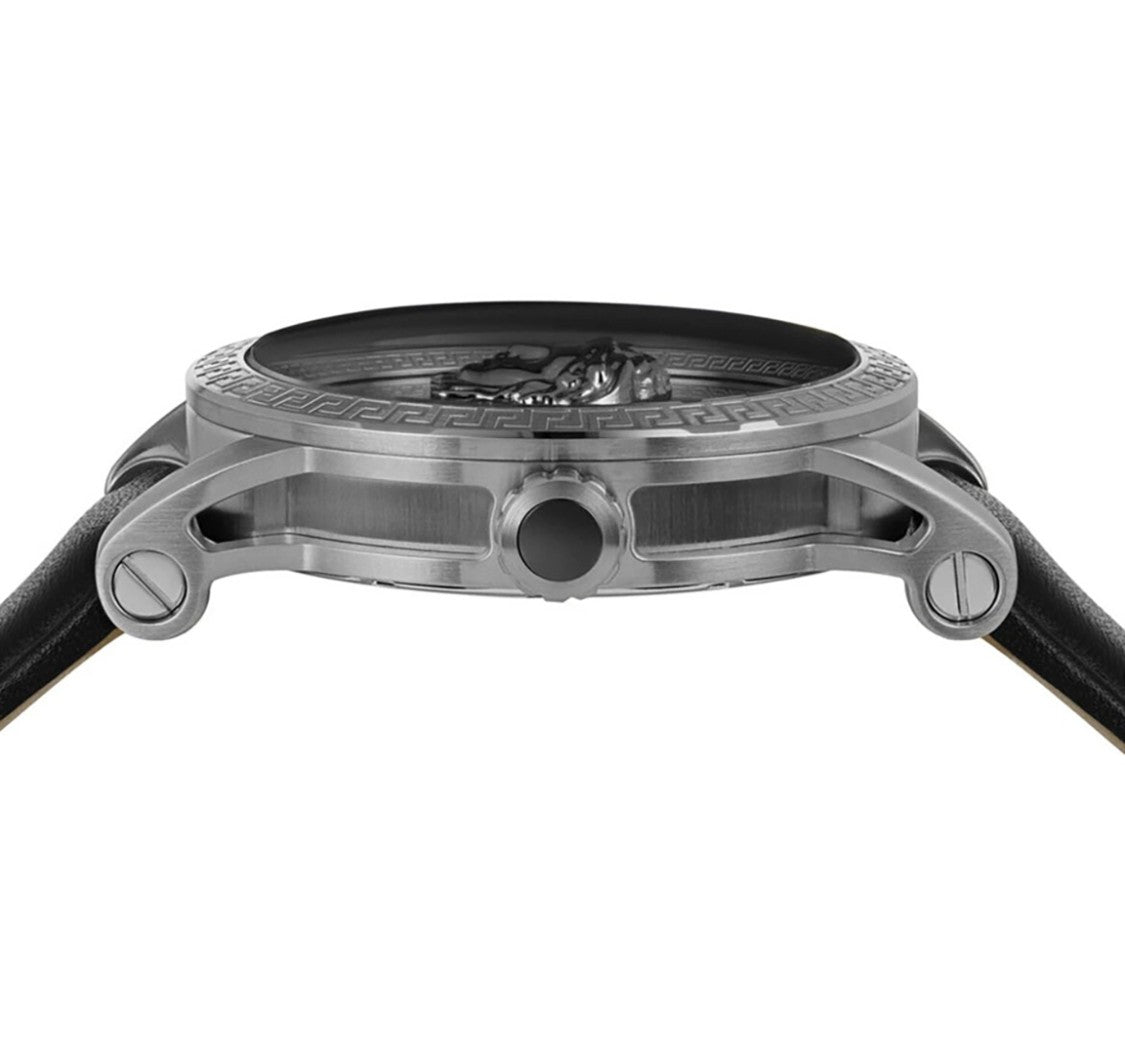 Versace Oval Silver-Tone Versace Watch With Greek Key Detailing