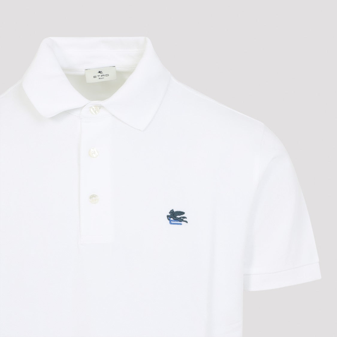 Etro Roma Plain White Cotton Polo