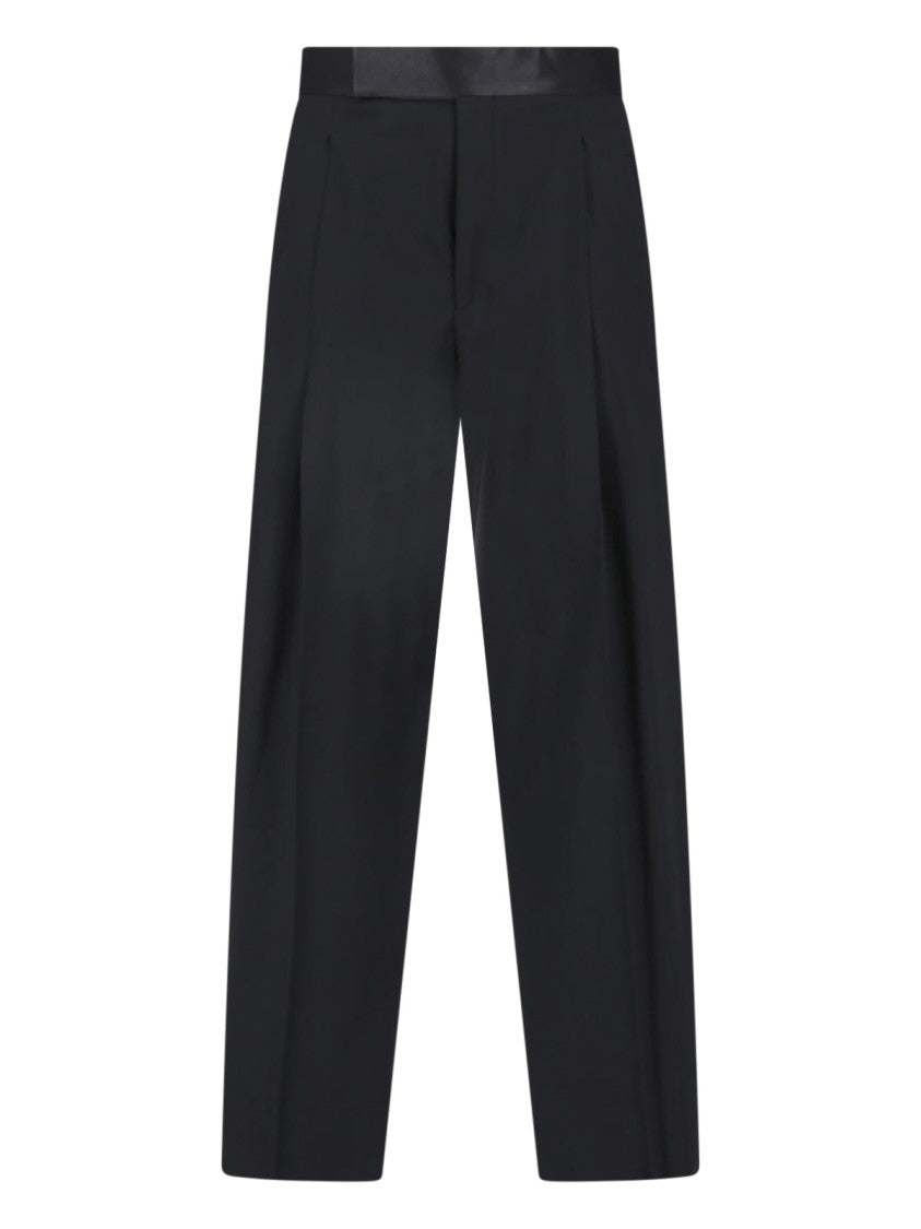 Giorgio Armani Black Virgin Wool High-Rise Formal Pants