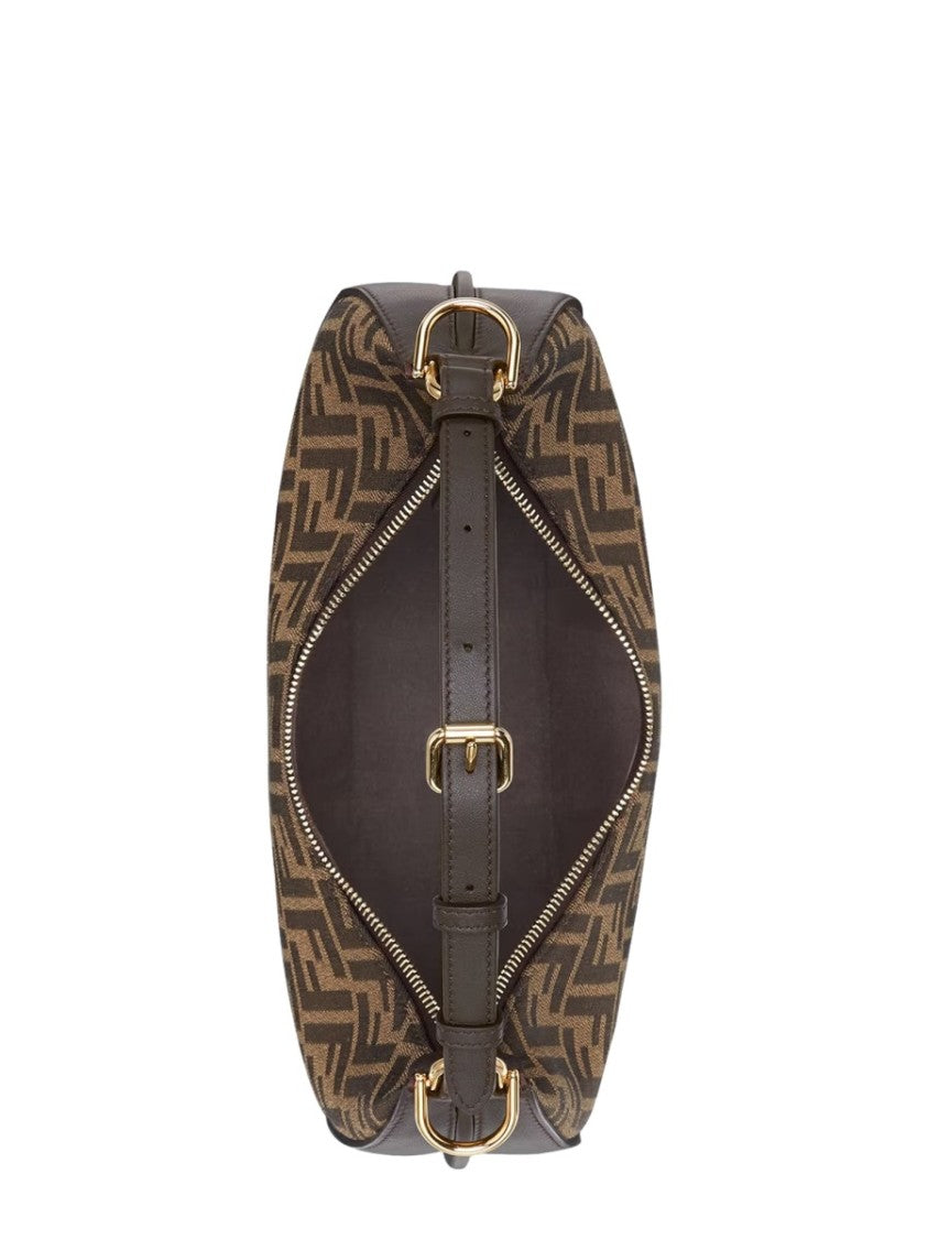 Fendi Small Crescent-Shaped Shoulder Bag With Signature Monogram Pattern
