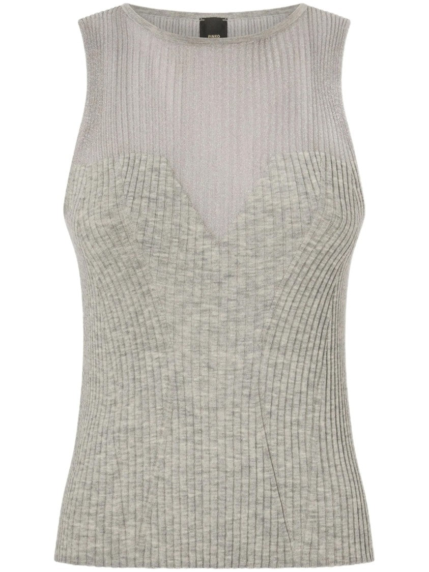 Pinko Fitted Ribbed Wool-Silk Tank Top