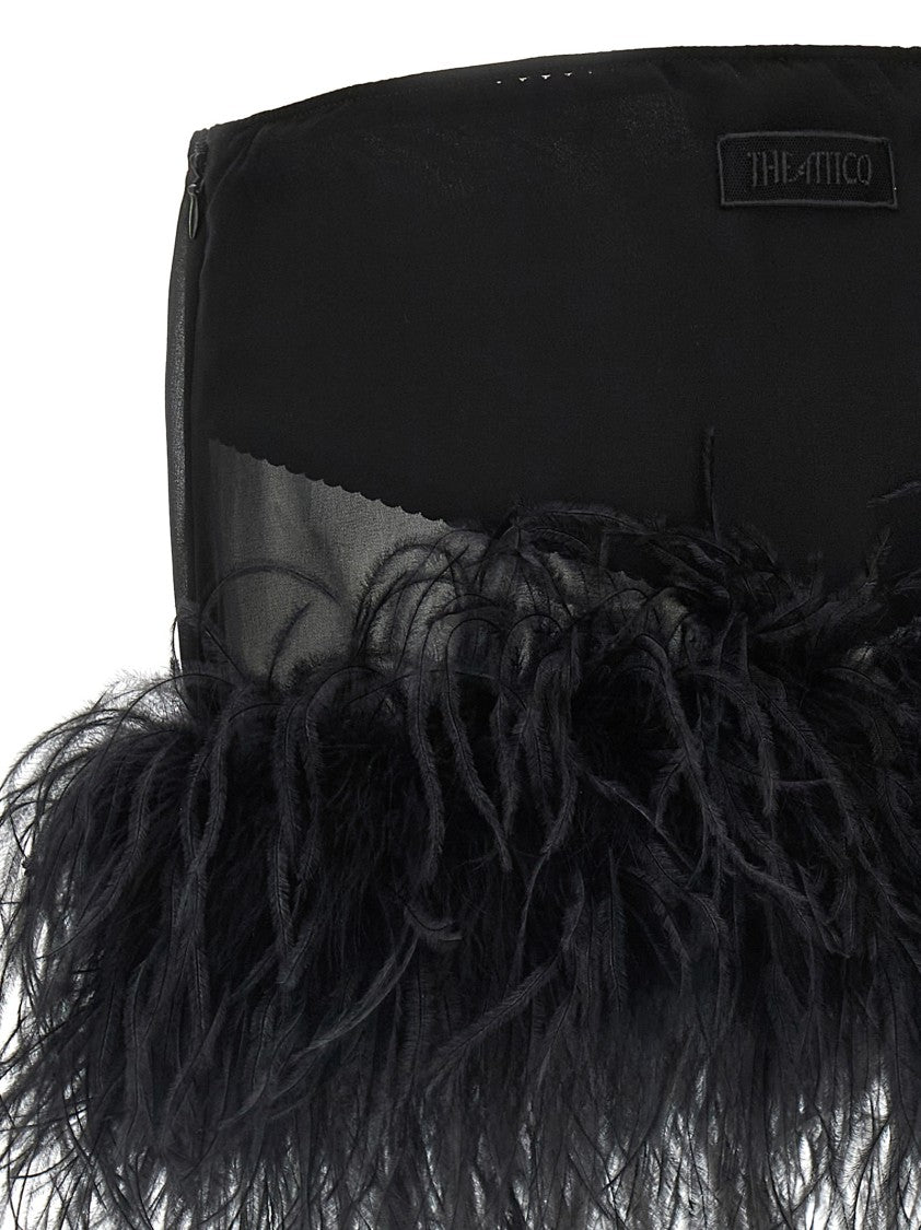 The Attico Semi-Transparent Georgette Feather Mini Skirt