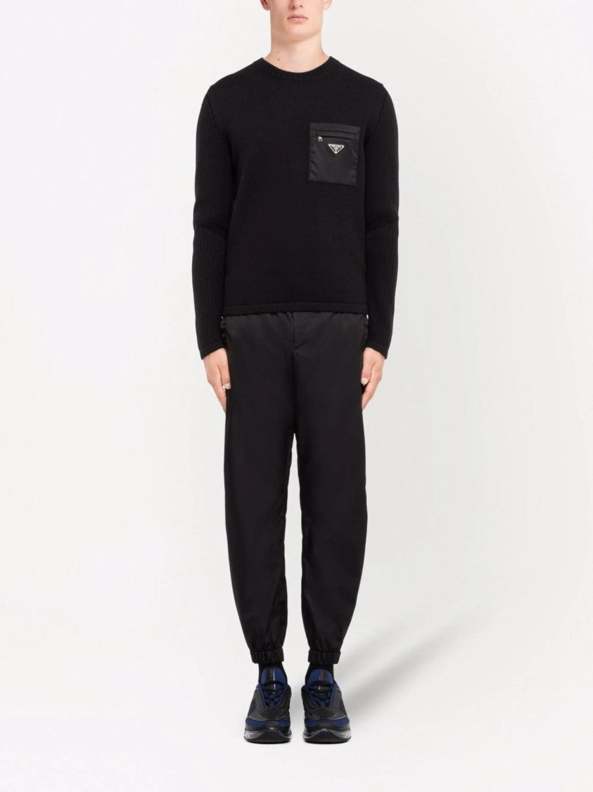 Prada Wool Ribbed Patch Pocket Sweater