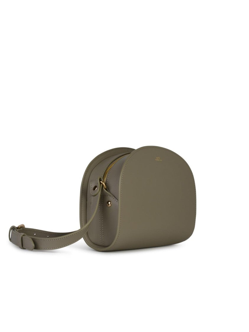 A.P.C. 'Demi Lune' Green Leather Crossbody Bag