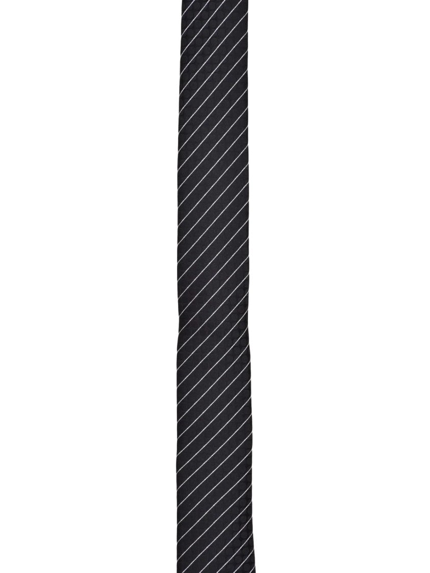 Dolce & Gabbana Narrow Black Tie With Subtle White Pinstripes By Dolce & Gabbana