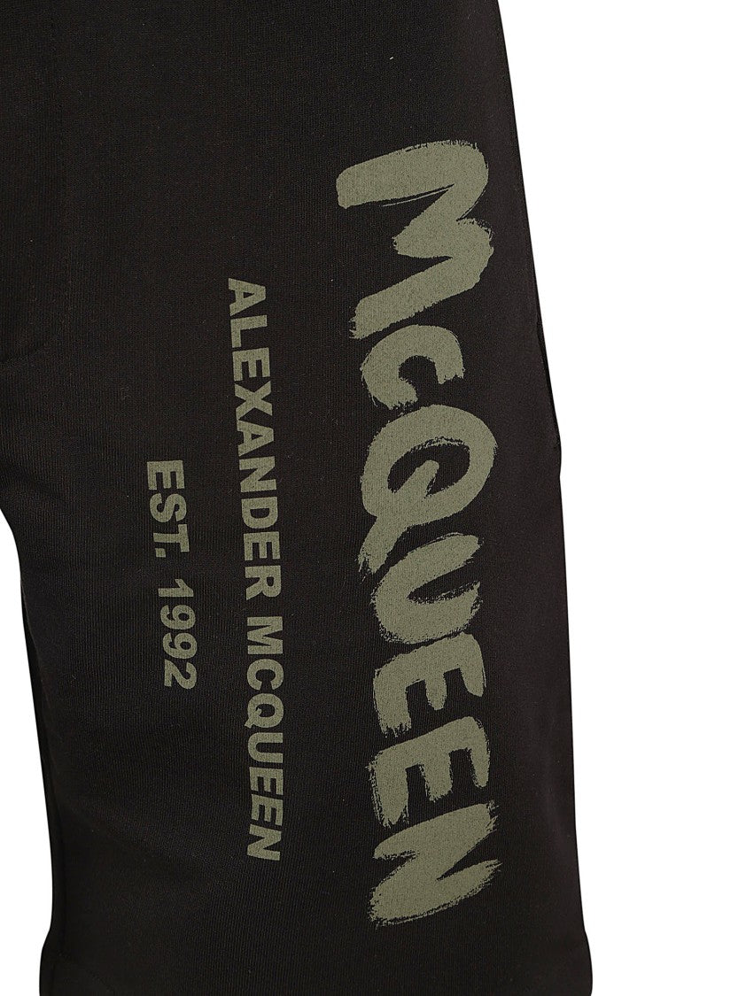 Alexander Mcqueen Relaxed Fit Black Graphic Print Shorts