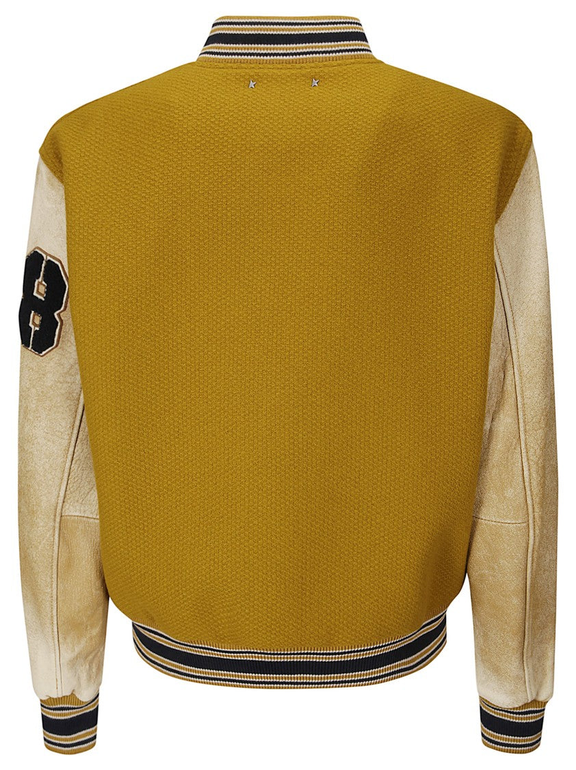 Golden Goose Journey Knitted Ribs Leather Slevess Bomber