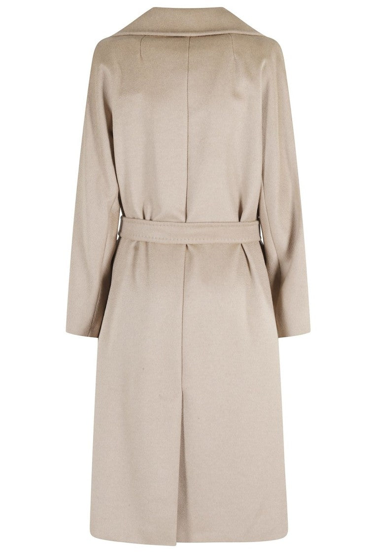Max Mara Tailored Long Wool Coat With Notched Lapel And Side Pockets