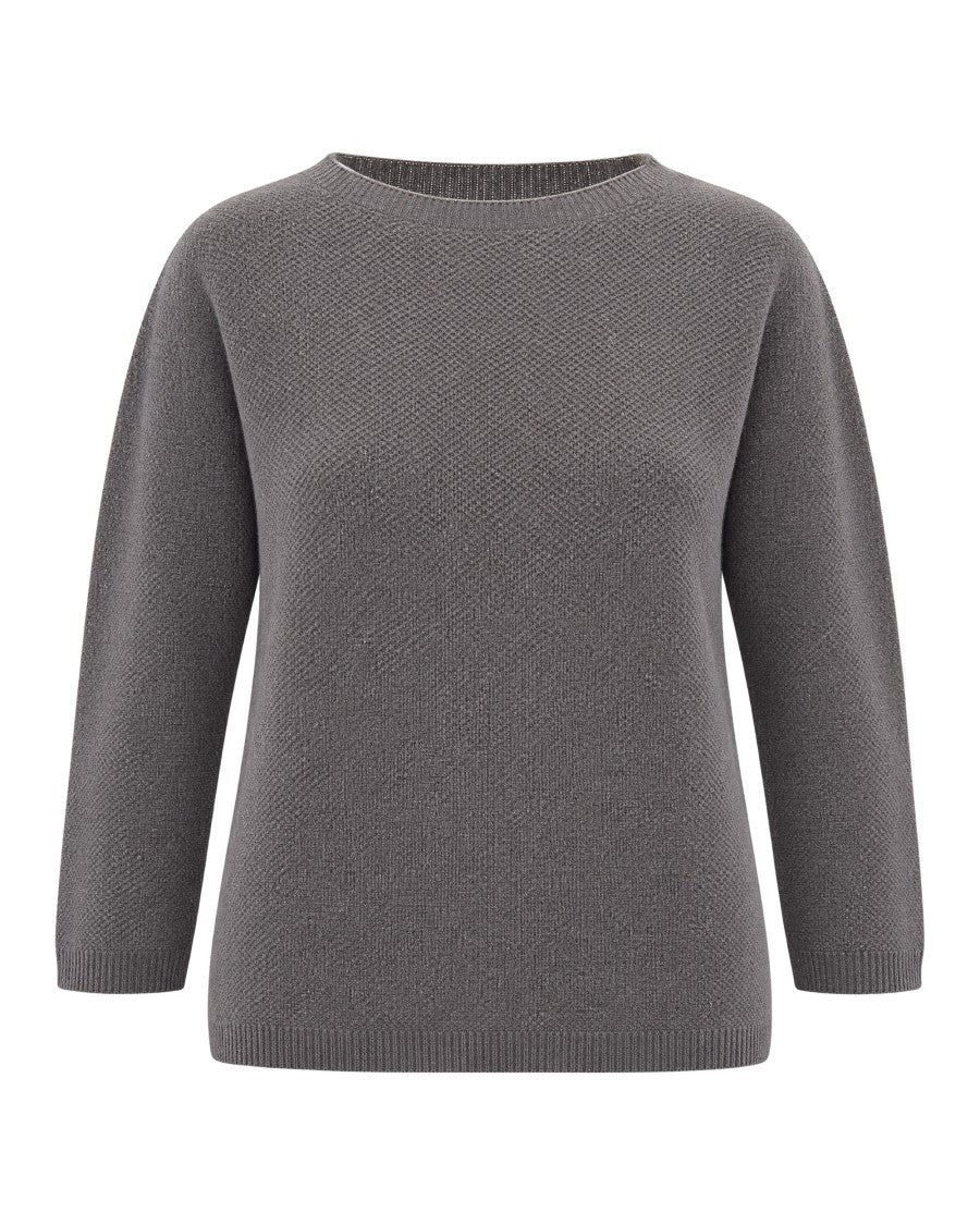 Fabiana Filippi Platinum Lurex Boat Neck Knit Sweater