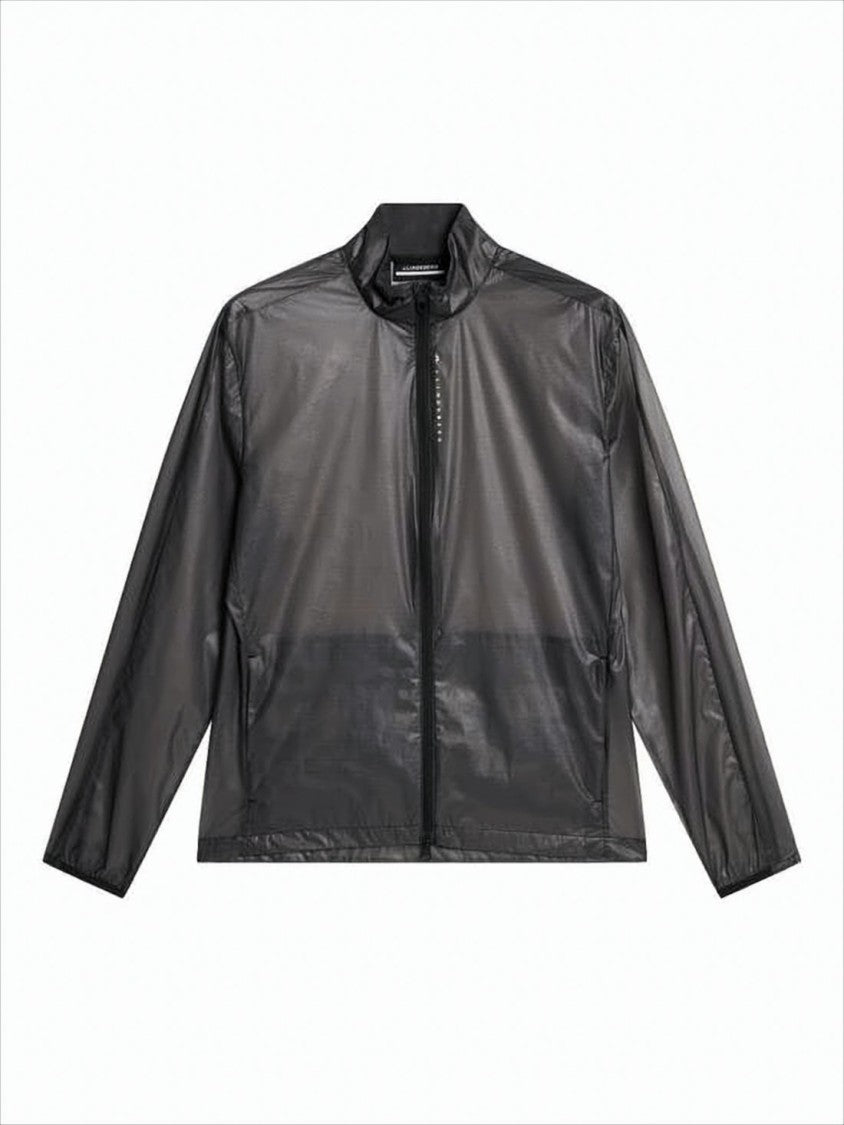 J Lindeberg Translucent Black Nylon Jacket With Stand Collar