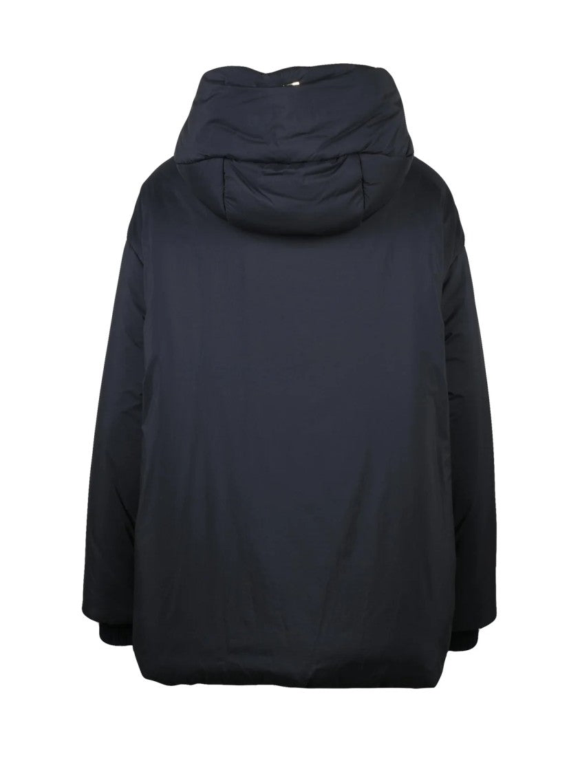 Herno Black Minimalist High Collar Polyamide Down Jacket