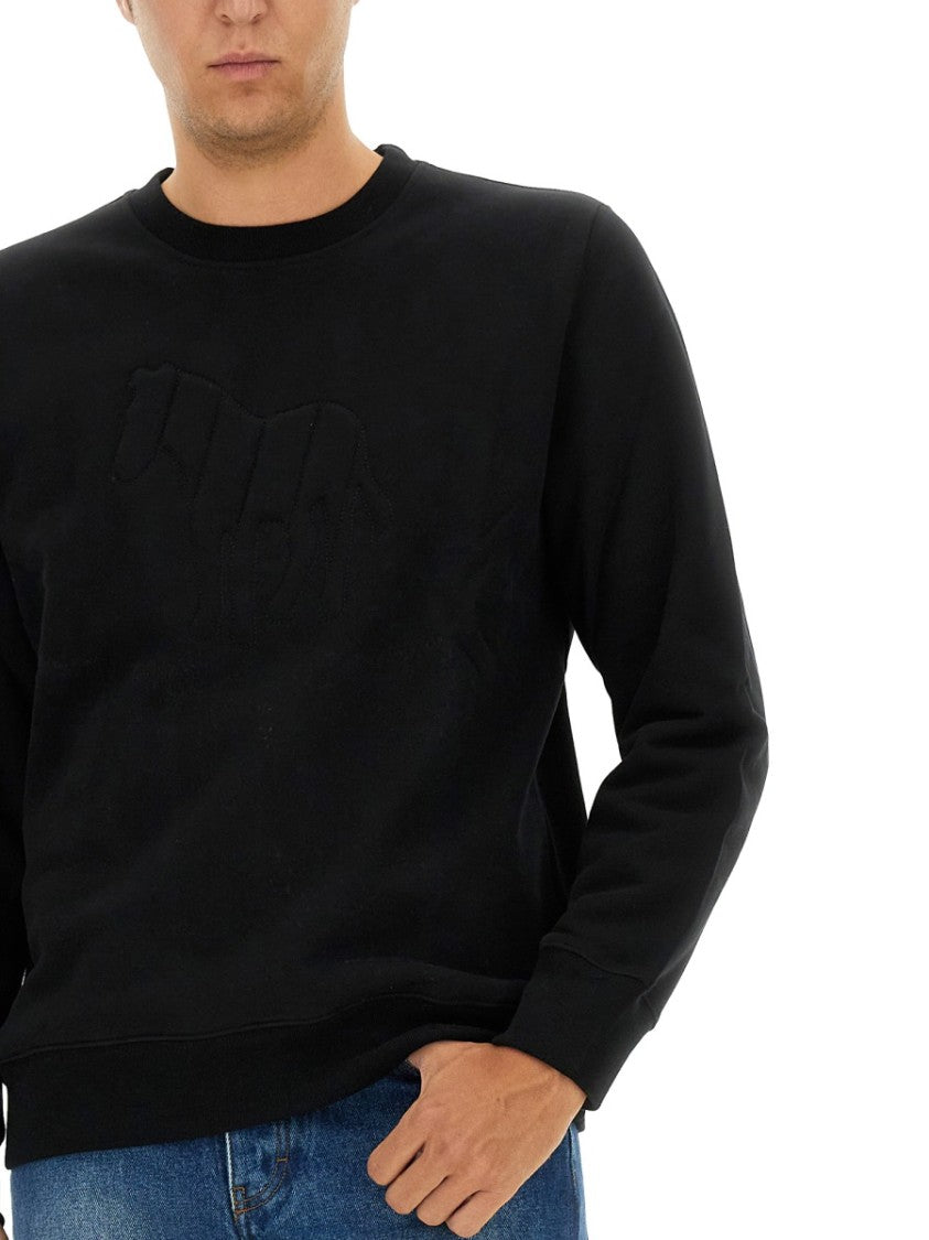 Ps Paul Smith Black Cotton Sweatshirt With Embossed Design