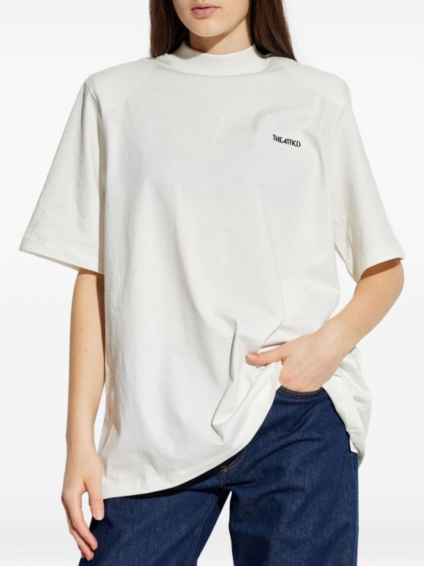 The Attico White T-Shirt With Subtle Embroidery