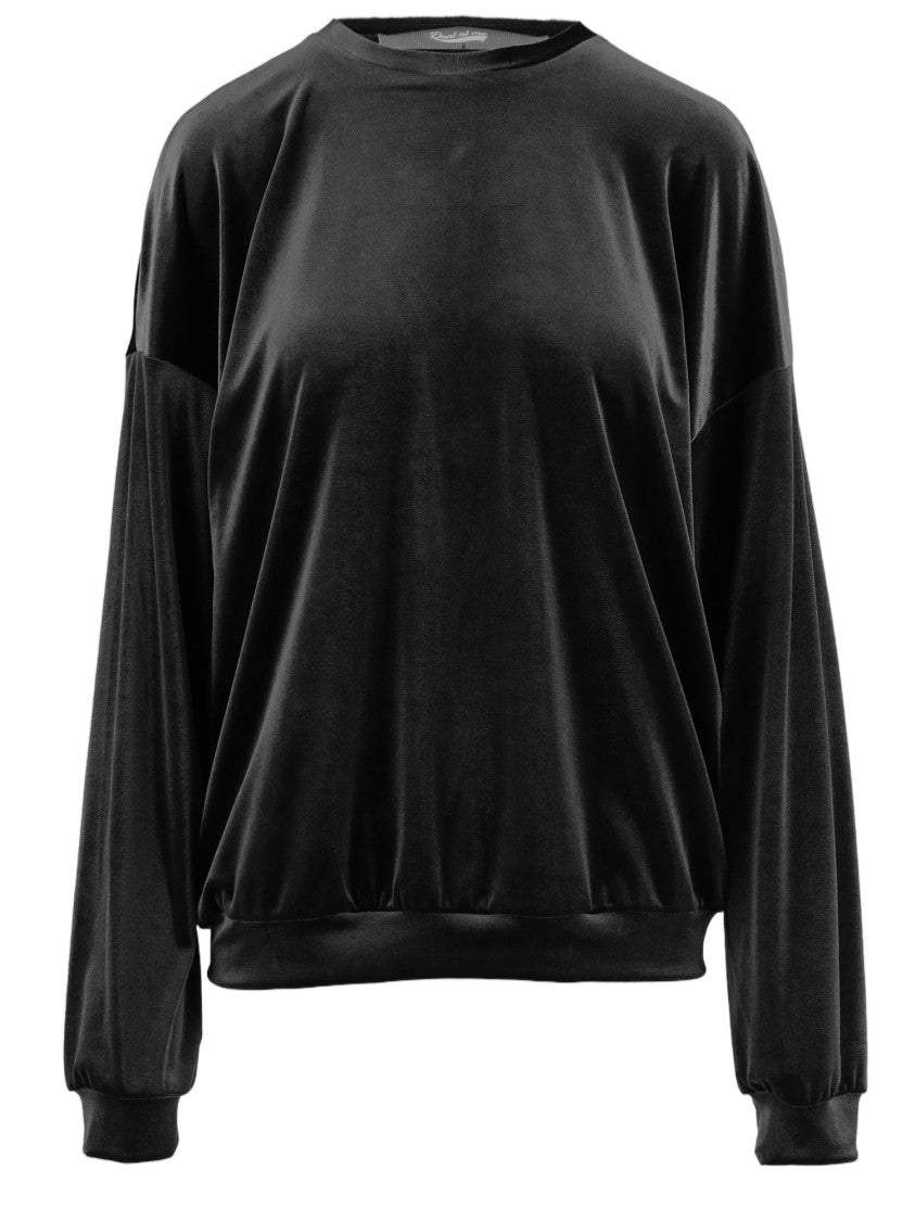 Don't @ Me Black Velvet Finish Stretch Jersey Sweatshirt