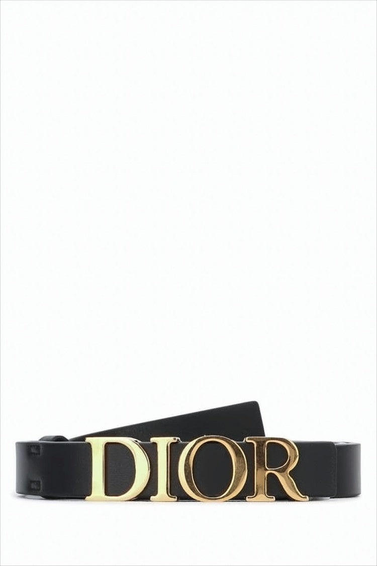 Christian Dior Calf Leather Belt With Polished Gold-Tone Buckle