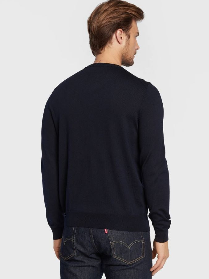 Boss Crew Neck Knit Sweater With Ribbed Cuffs
