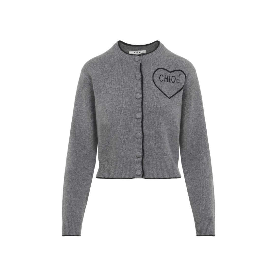 Chloé Cropped Cardigan With Heart-Shaped Patch And Contrast Trimming