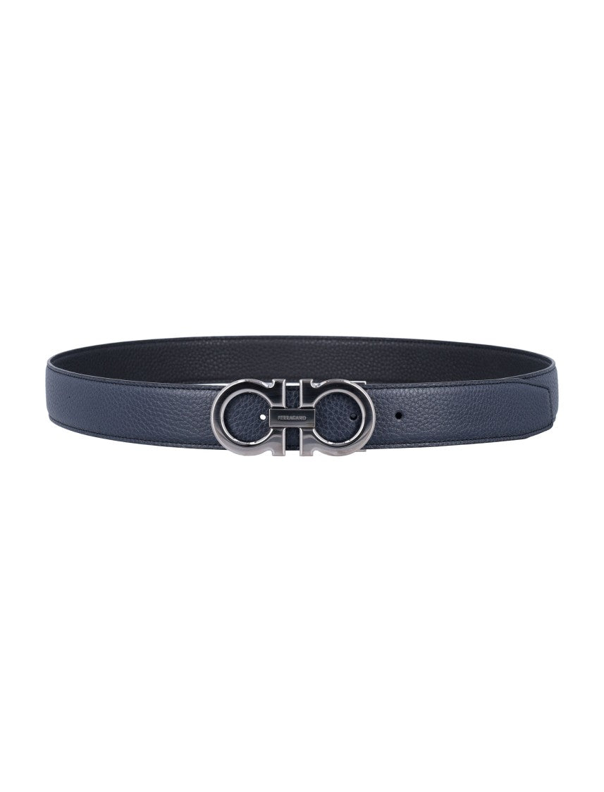 Ferragamo Double Adjus Textured Leather Belt