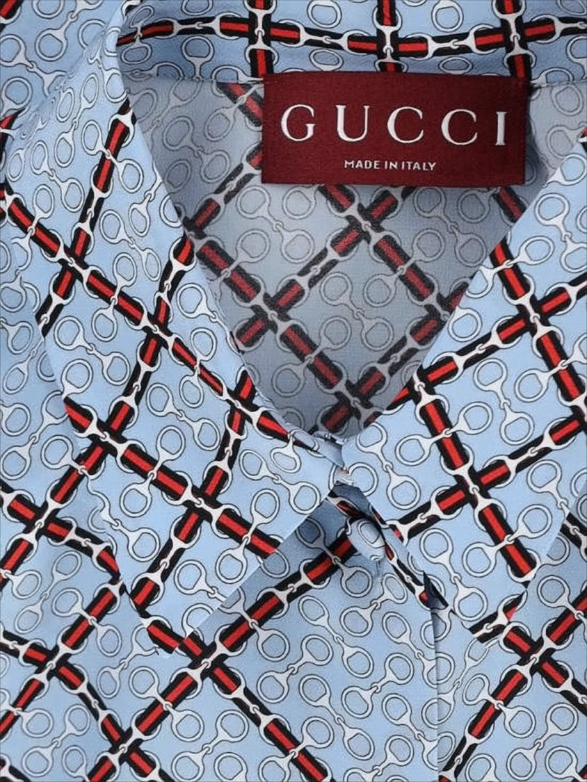 Gucci Silk Long-Sleeved Shirt With Geometric Pattern