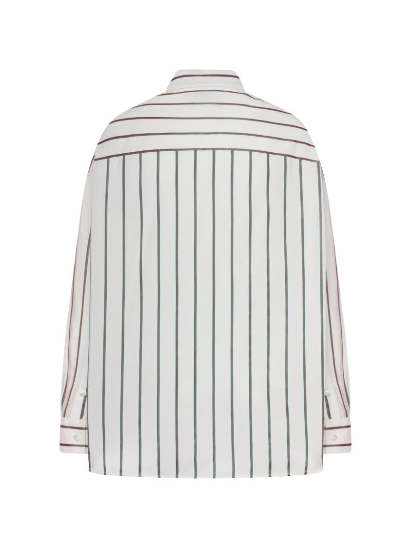 Gucci Blue/White Web Silk Habotai Striped Shirt
