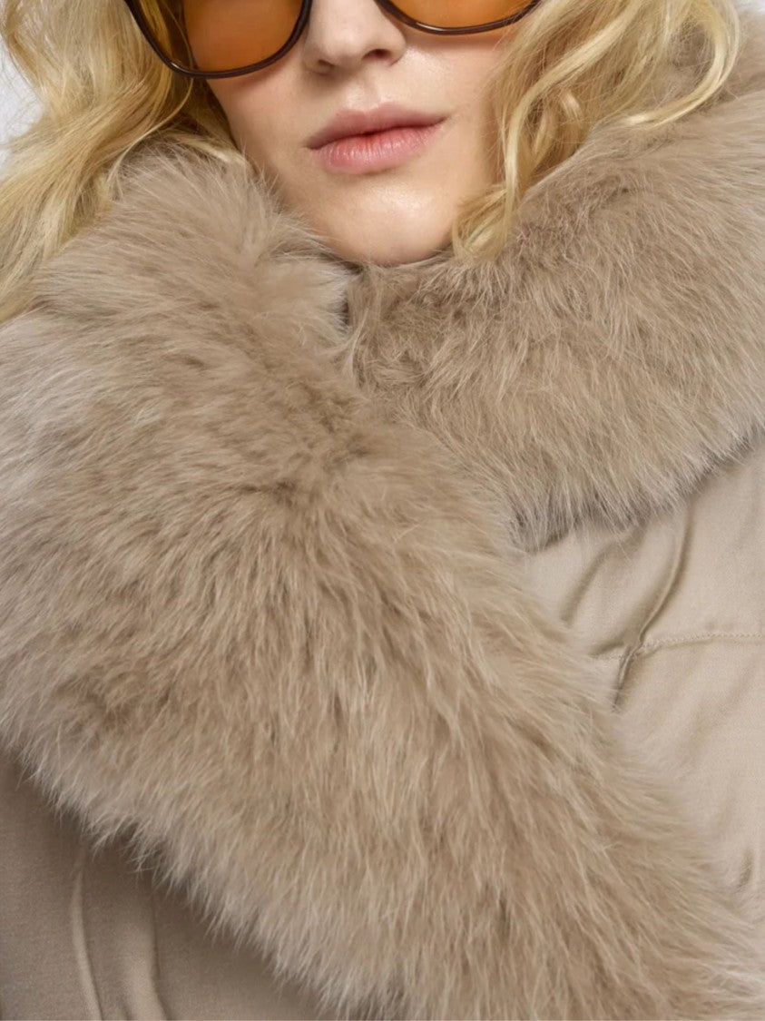 Yves Salomon Weather-Resistant Down Coat With Detachable Fox Fur Collar