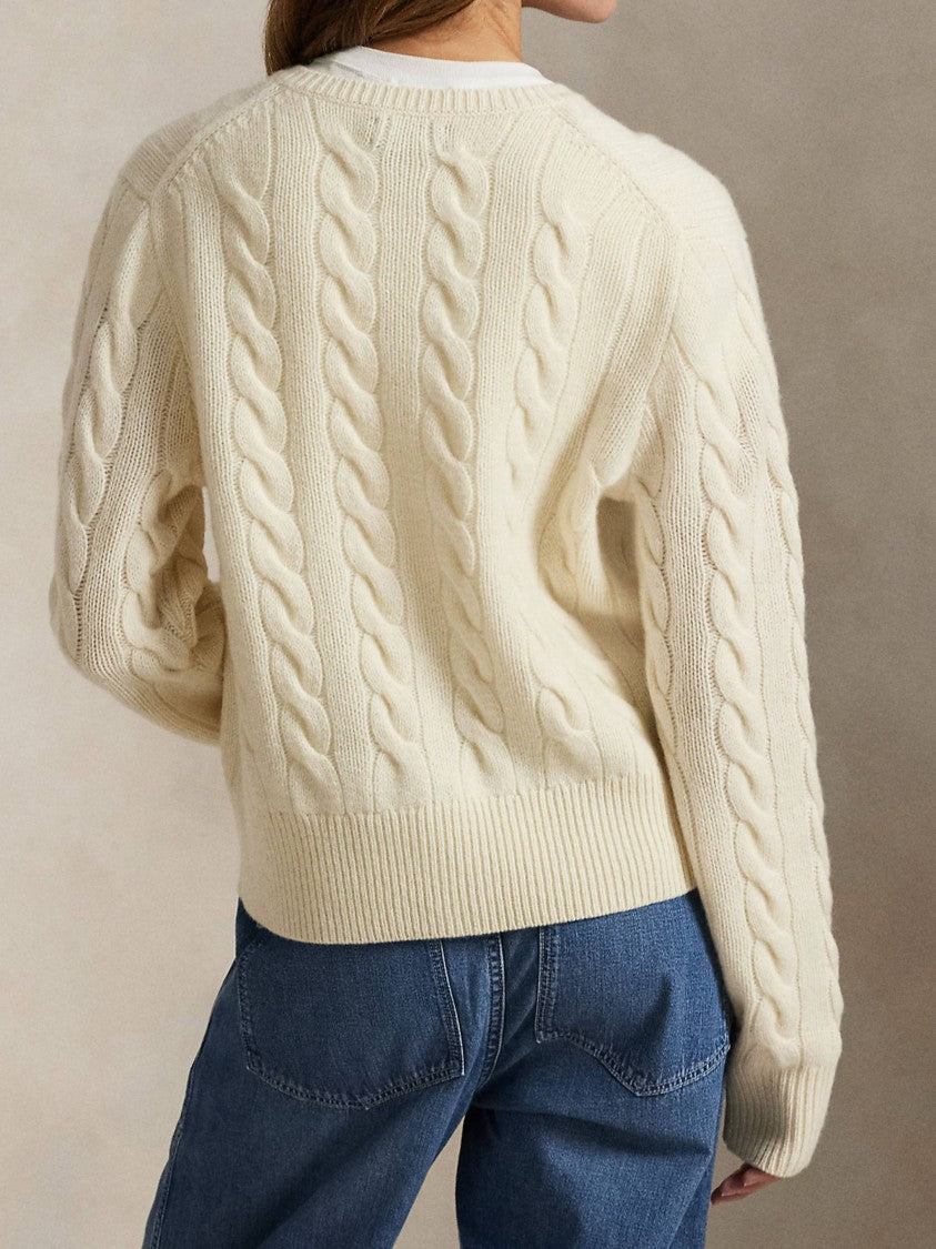 Polo Ralph Lauren Cable-Knit Embroidered Cropped Cardigan