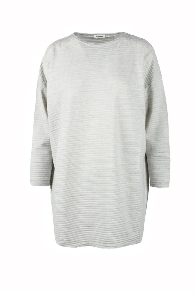 Plantation Relaxed-Fit Grey T-Shirt With Ribbed Texture