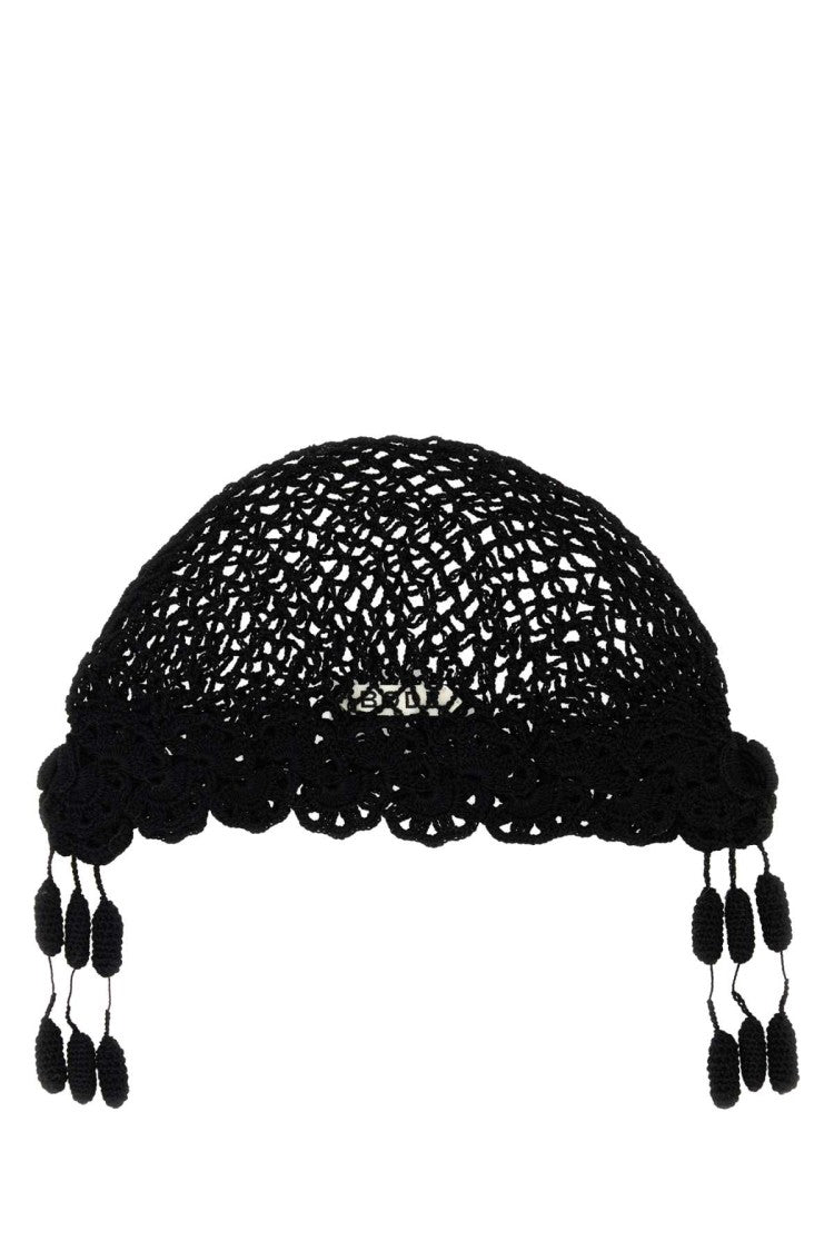Bode Black Crochet Blossom Beanie