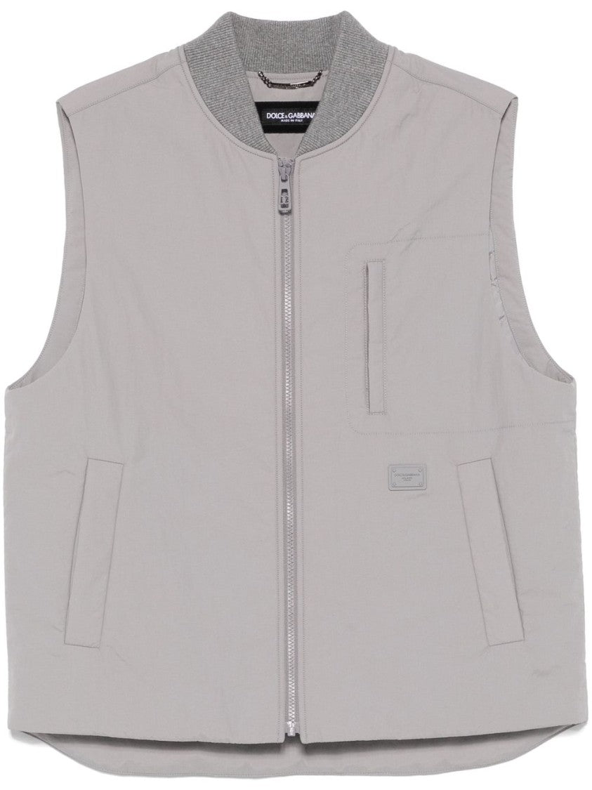 Dolce & Gabbana Minimalist Taupe Gilet With Functional Pockets