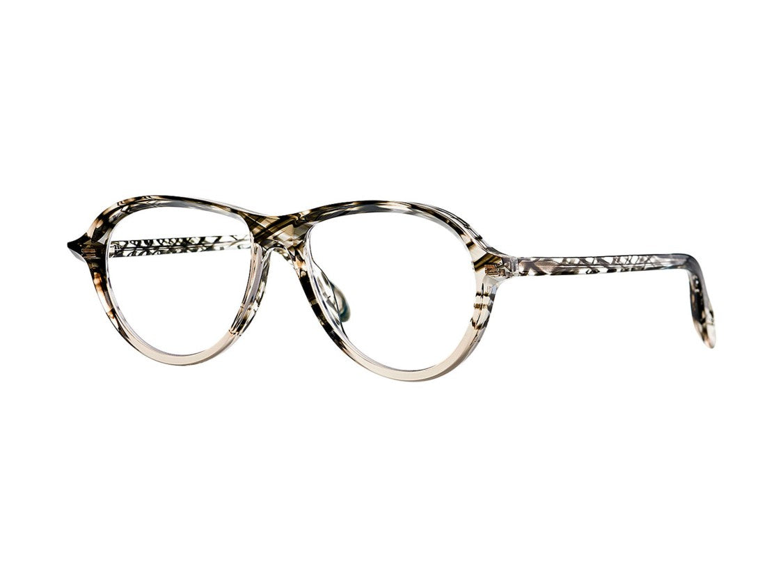 Theo Black Smoke/Crystal Aube 002 Round Acetate Eyeglasses