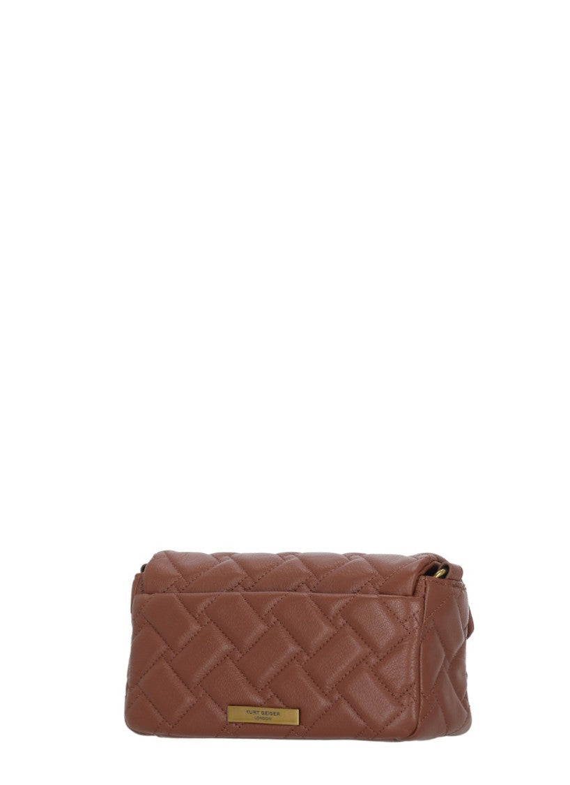 Kurt Geiger Brick Red Quilted Leather Dual Straps Mini Shoulder Bag
