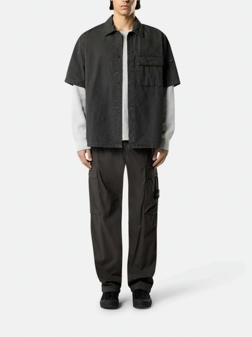 Stone Island Utilitarian Black Straight Pants With Cargo Pockets