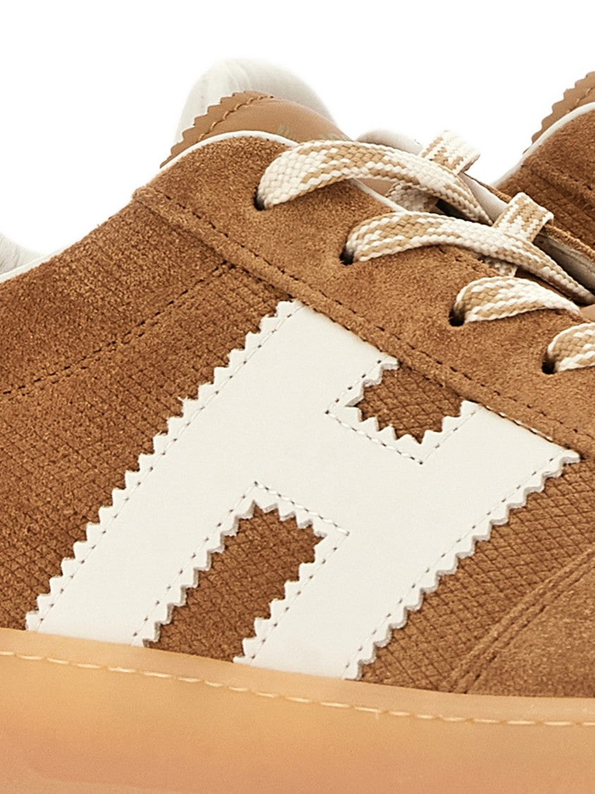 Hogan Brown Low-Top Suede Leather Logo Sneakers