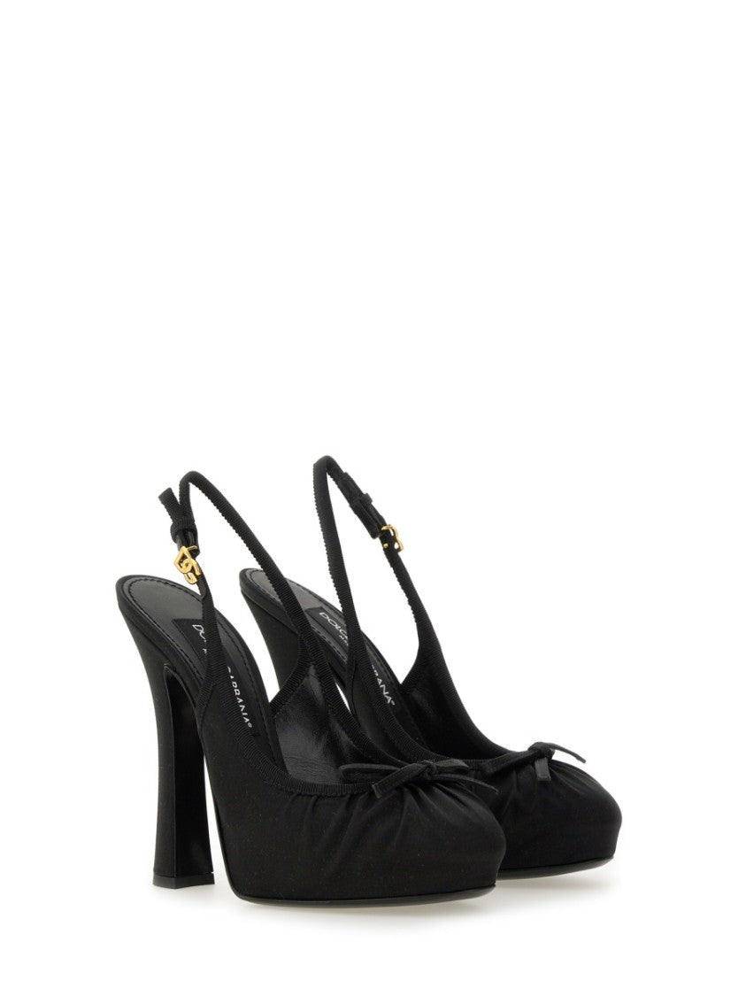 Dolce & Gabbana Satin Slingback Heels With Bow Detail