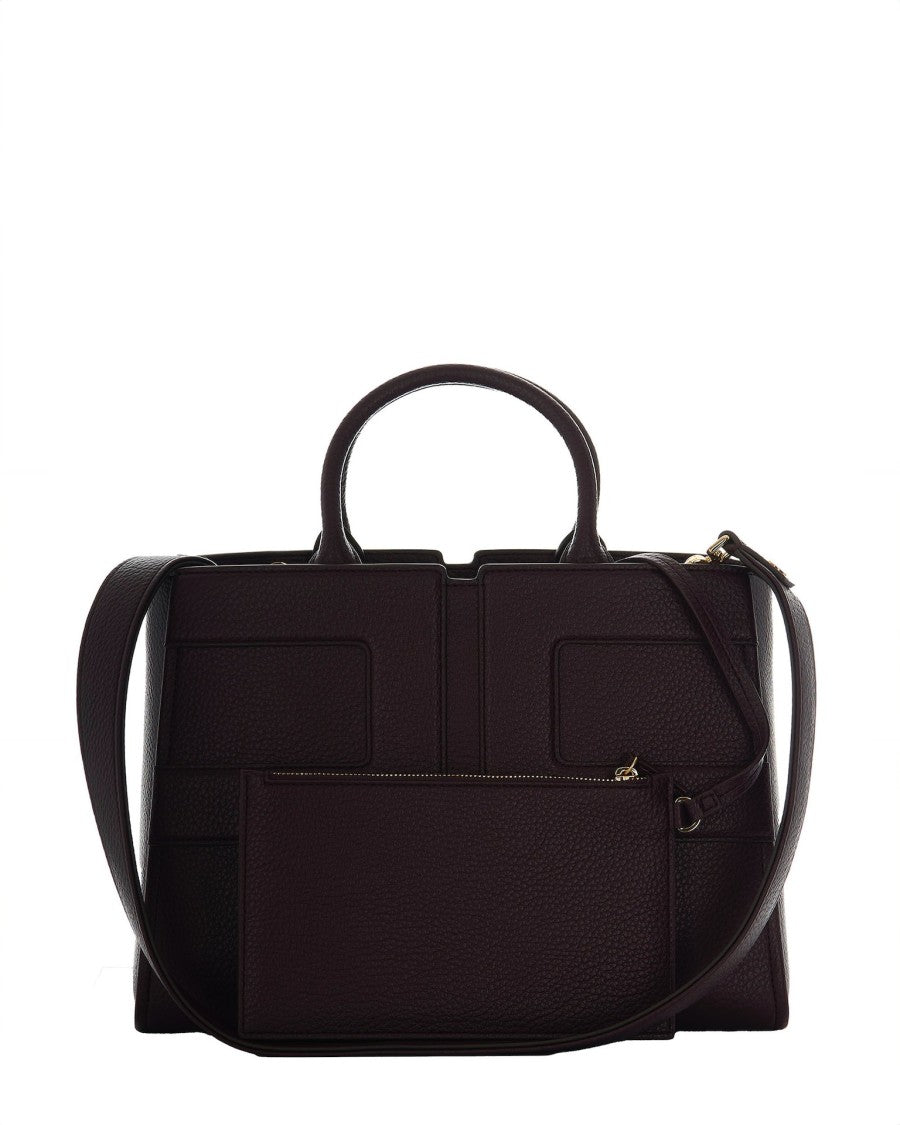 Elisabetta Franchi Medium Tote Bag With Embossed Logo Bordeaux