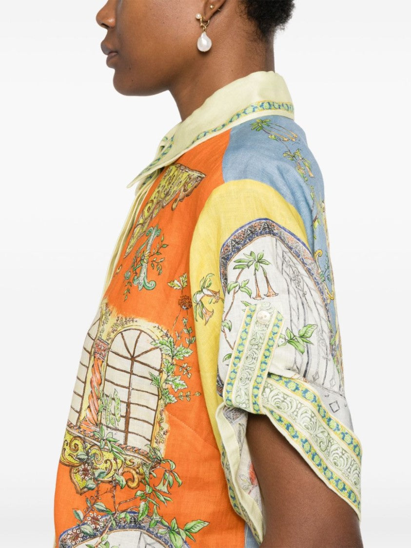 Alemais Multicoloured Colour-Block Linen Shirt